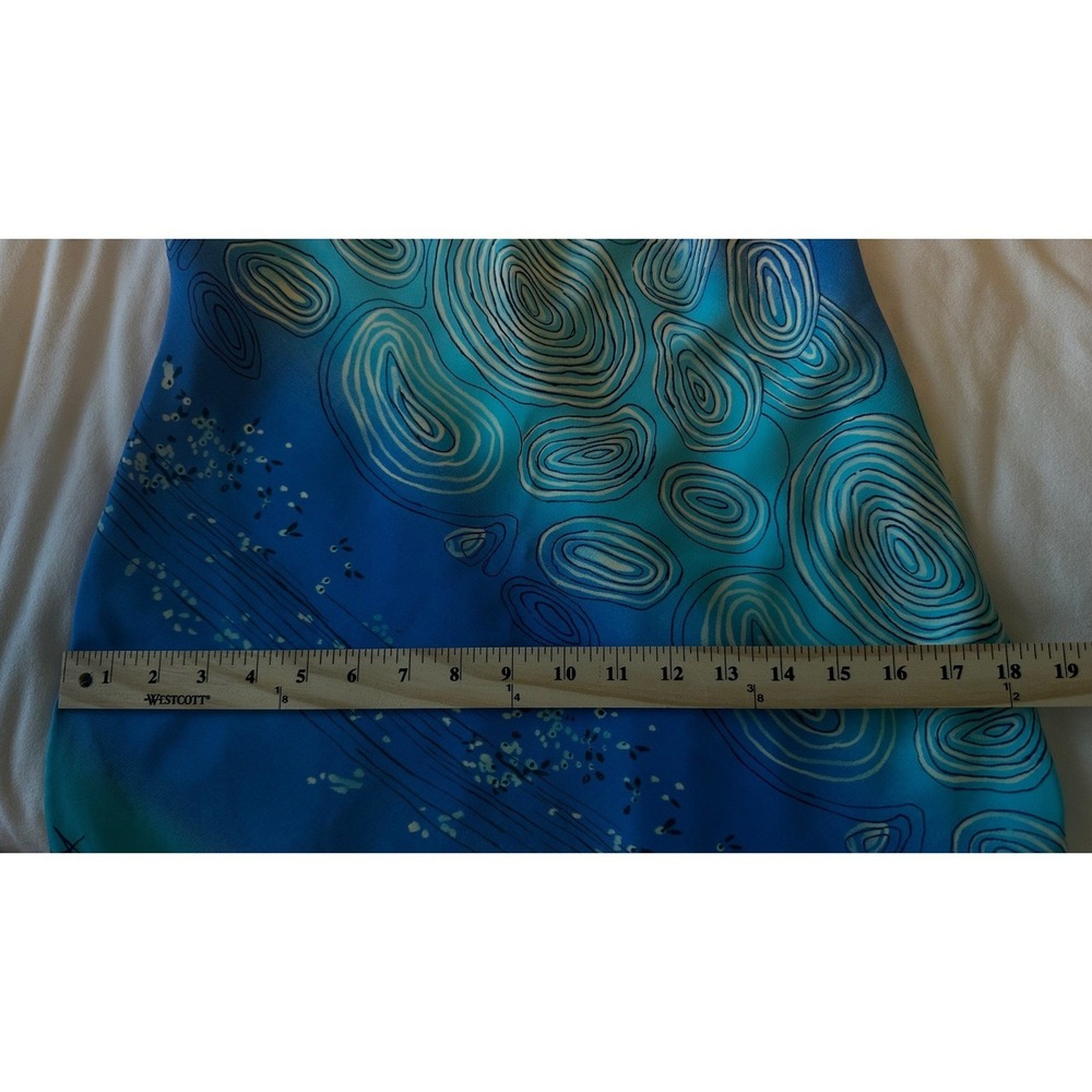 Lapis Y2K String Aqua Slip Satin Dress Whimsical Medium Blue Chiffon Dopamine - Picture 6 of 10
